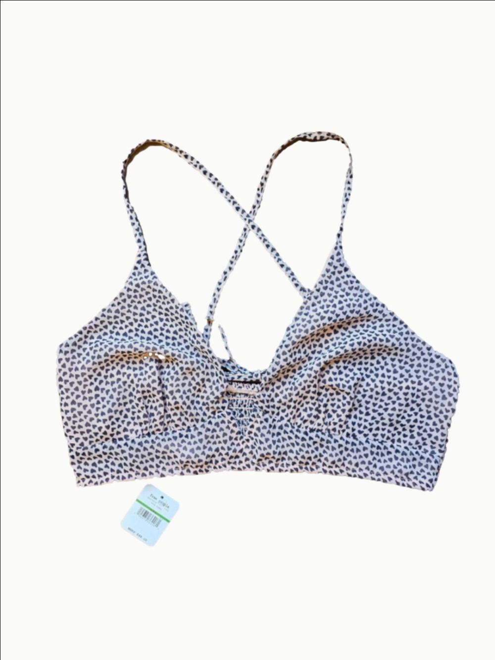Women's Free People Nude Black Heart Print Bralette L